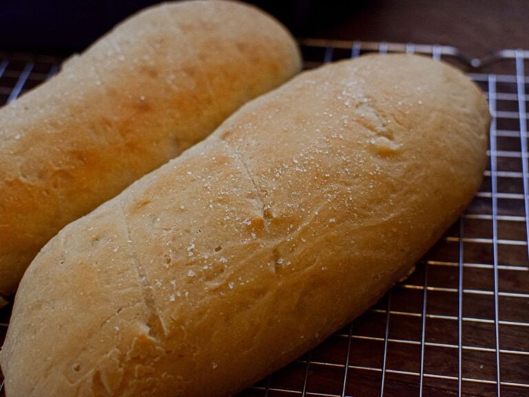 two loaves of soft sourdough French bread