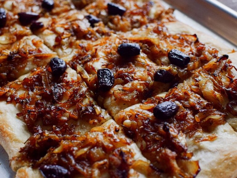 sourdough pissaladiere with onions and olives