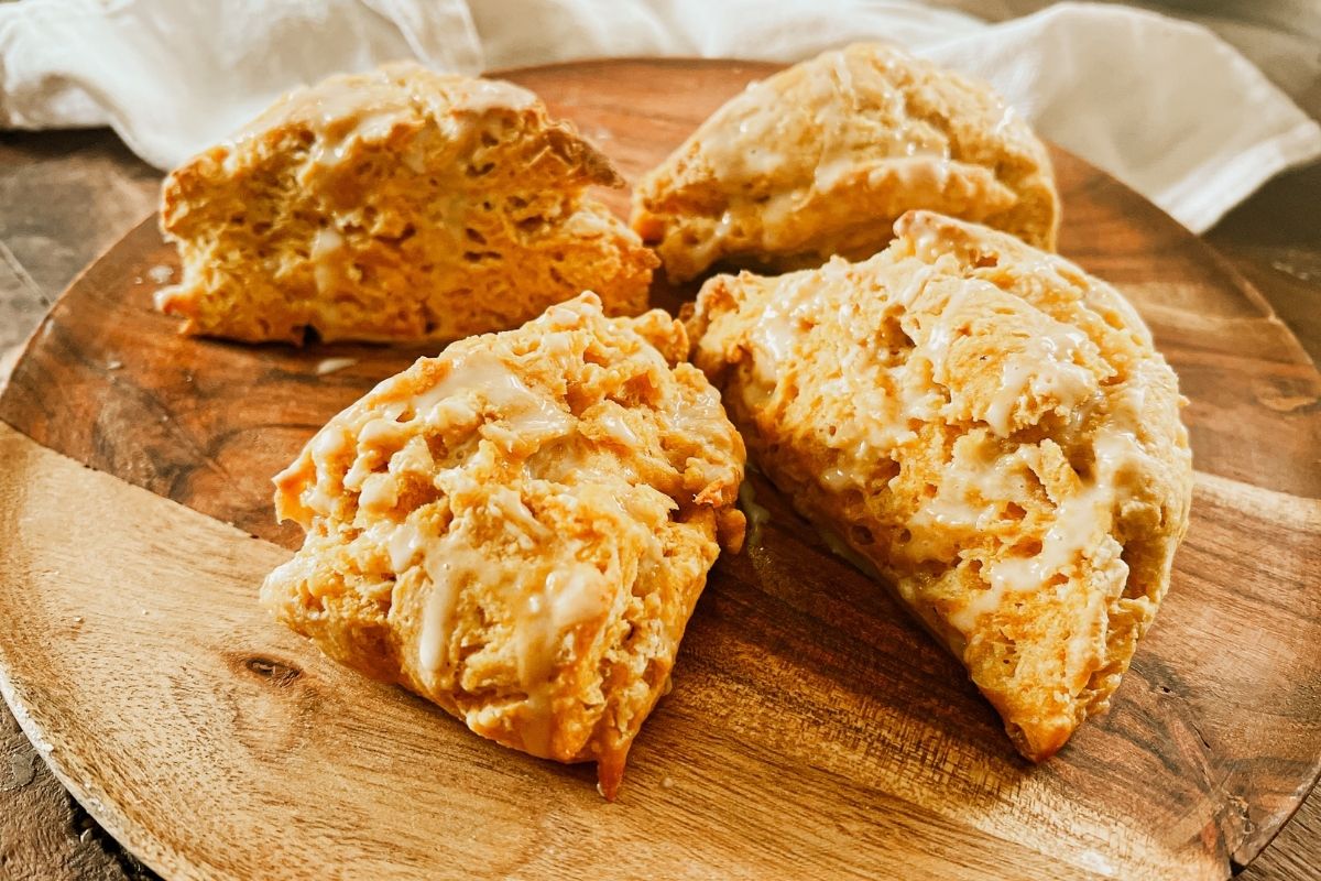 Sourdough Pumpkin Scones with Maple Glaze